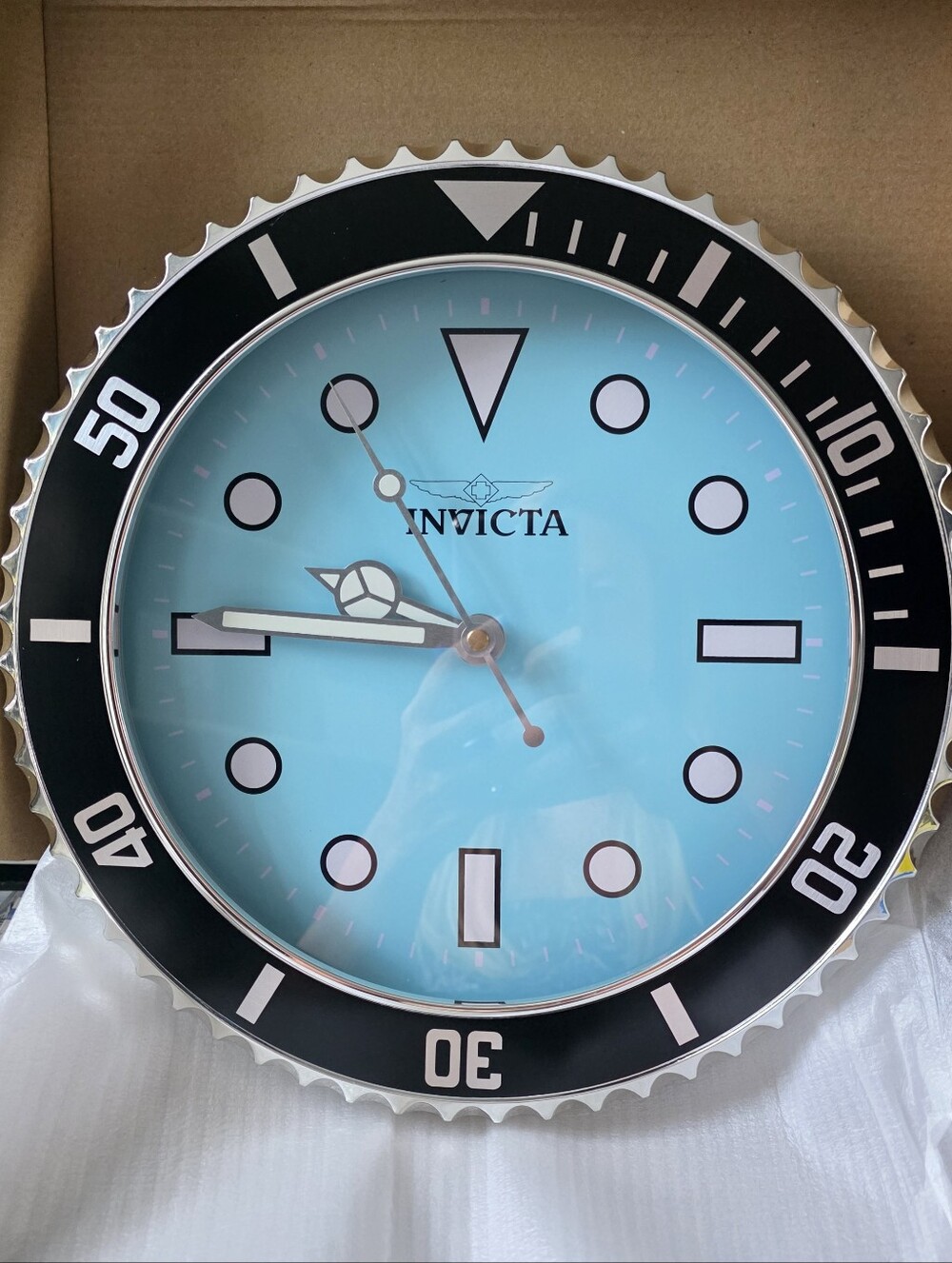 405. Invicta Wall Clock - Aqua Dial with Black Bezel